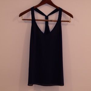 Navy Blue Silk Tank Top